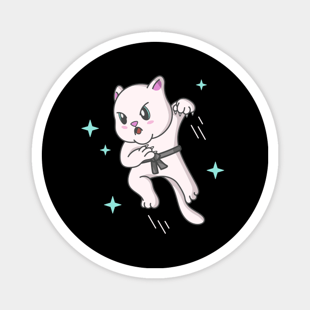 Kawaii Cat Ninja Kitten Fighter Karate Magnet by Foxxy Merch